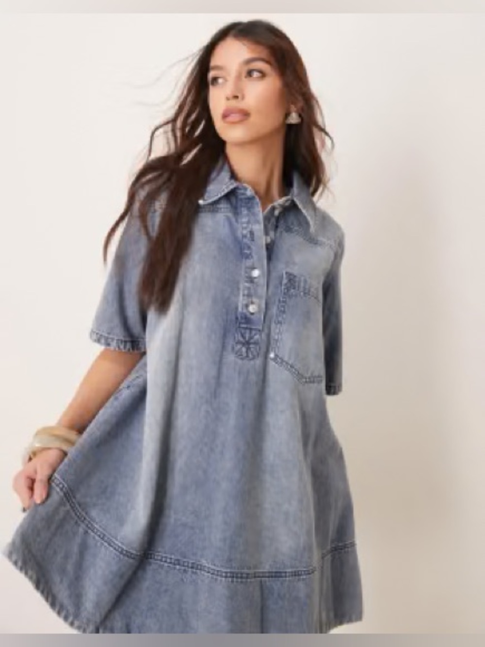 Free People Remino Denim Mini Dress - Picture 2 of 3